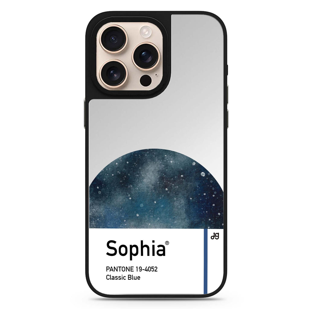Classic Blue I personalized name retro design iPhone 16/15/14 Pro Max & Pro mirror case