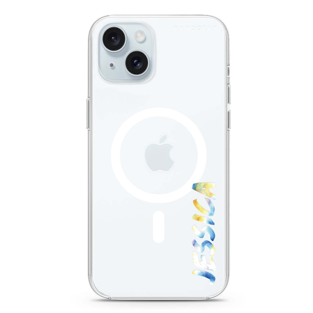 My Watercolour Name iPhone 15 Plus MagSafe Compatible Ultra Clear Case