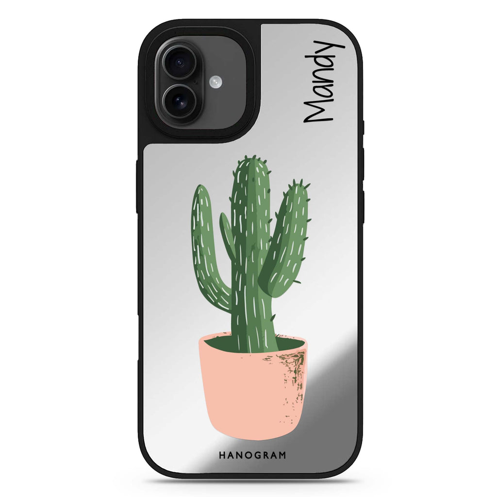 Cacti Delight personalized name iPhone 17 mirror case