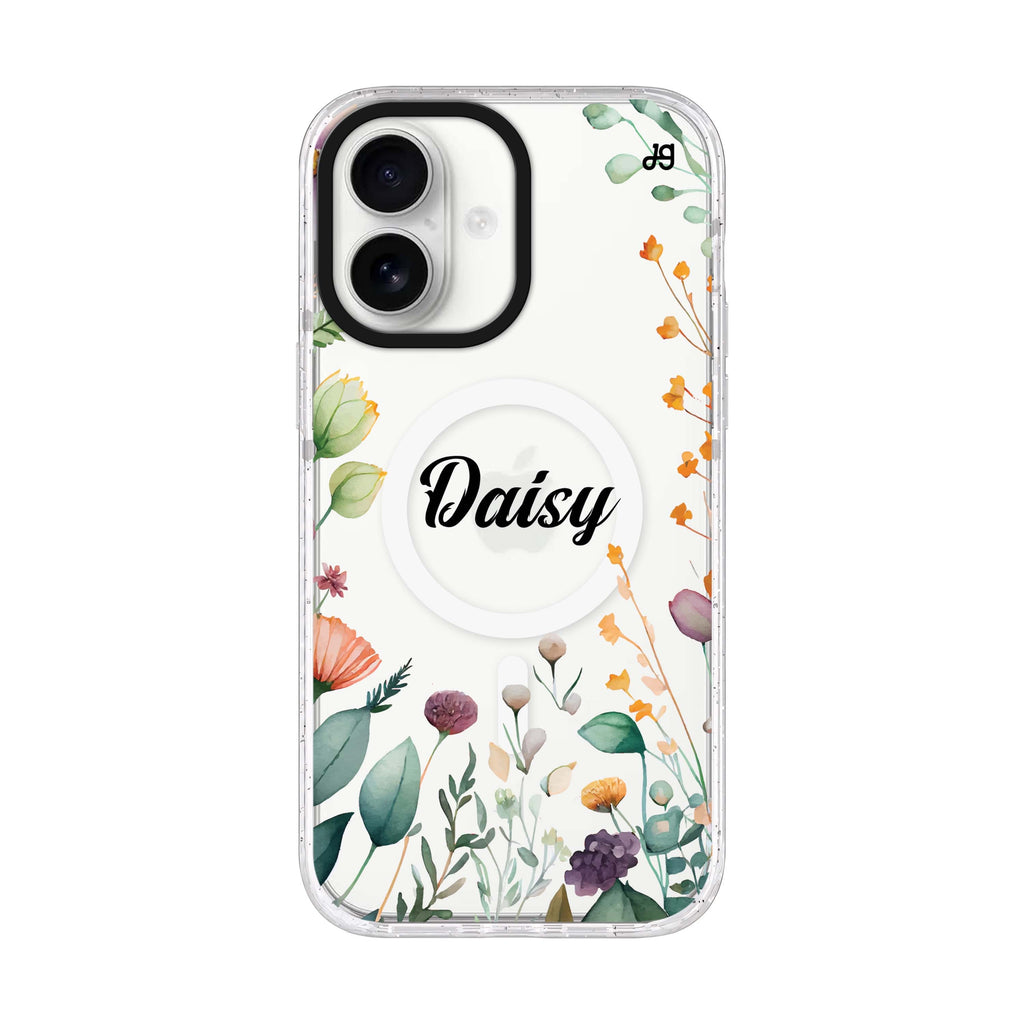 Beautiful Garden personalized name iPhone 17 ultra clear MagSafe case, front product view