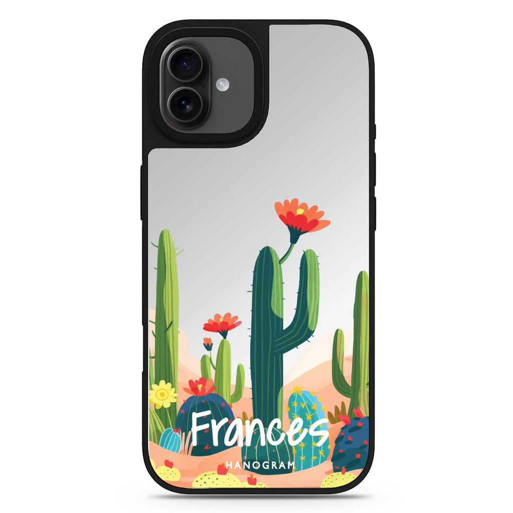 Desert Bloom personalized name iPhone 17 mirror case