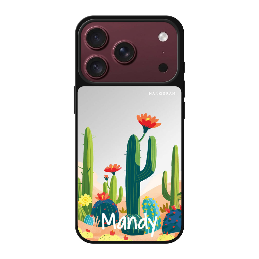 Desert Bloom personalized name spring flower floral nature iPhone 18 Pro Max mirror case