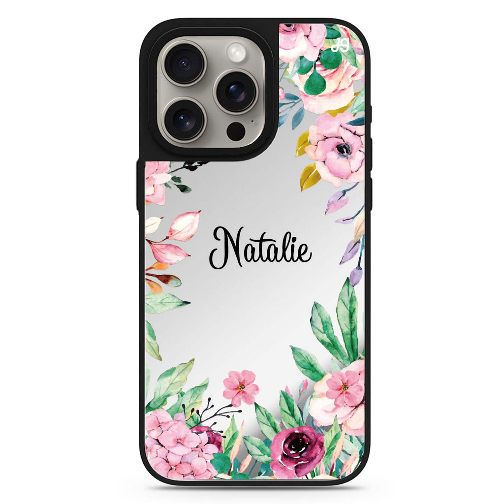 Floral Dream II personalized name MagSafe mirror case for iPhone 16/15/14 Pro Max and Pro, main view