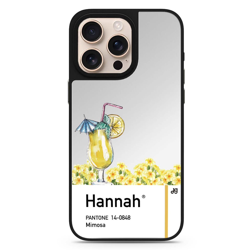 Mimosa I personalized name floral design iPhone 16/15/14 Pro Max & Pro mirror case
