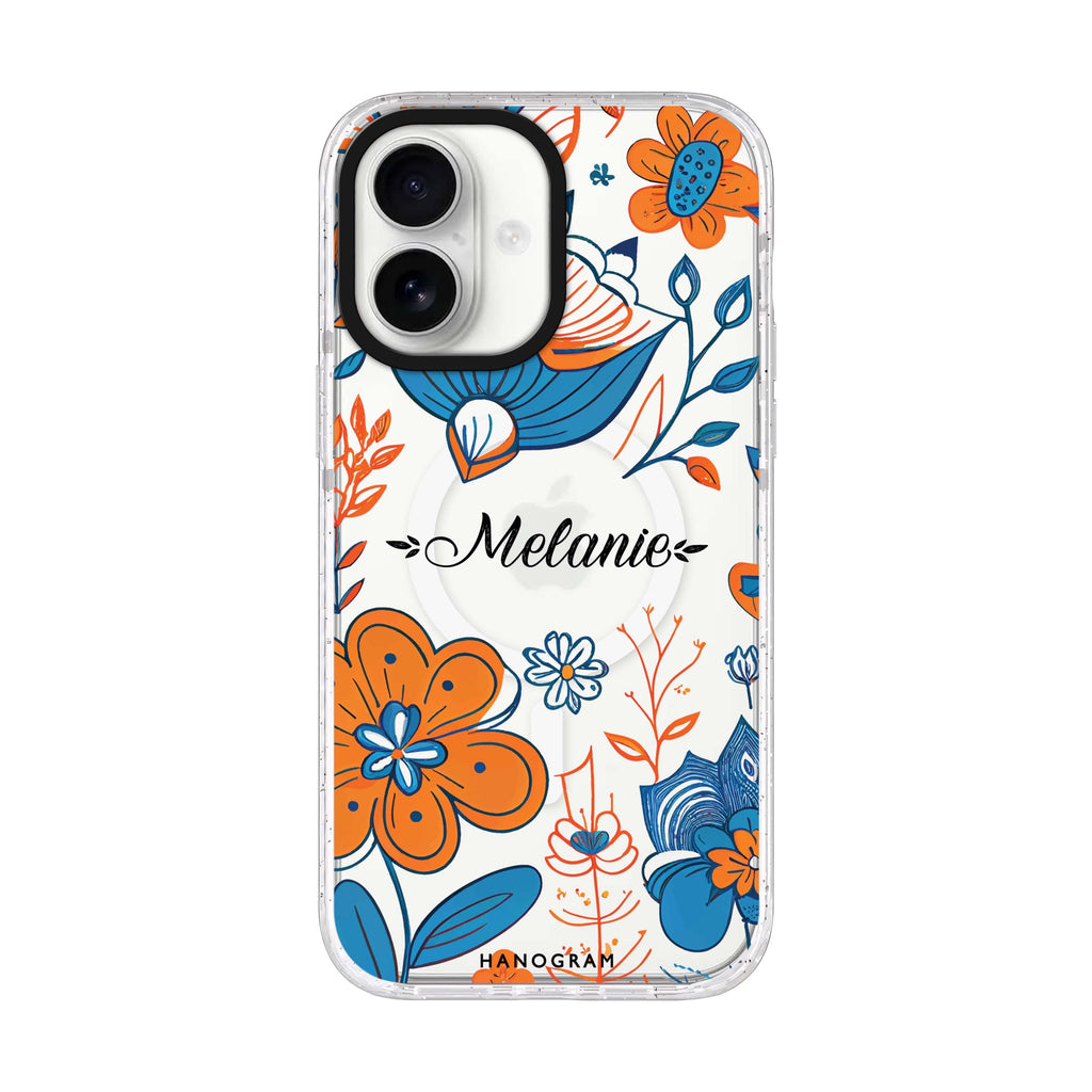 Floral Pattern Style 4 personalized name iPhone 17 ultra clear MagSafe case, front product view