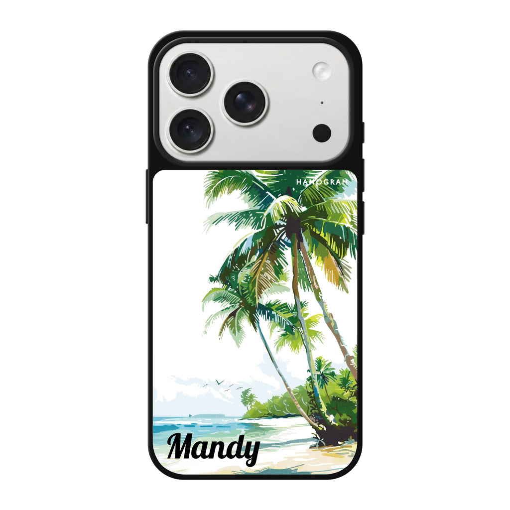 Tropical Tranquility personalized name summer iPhone 18 Pro Max mirror case