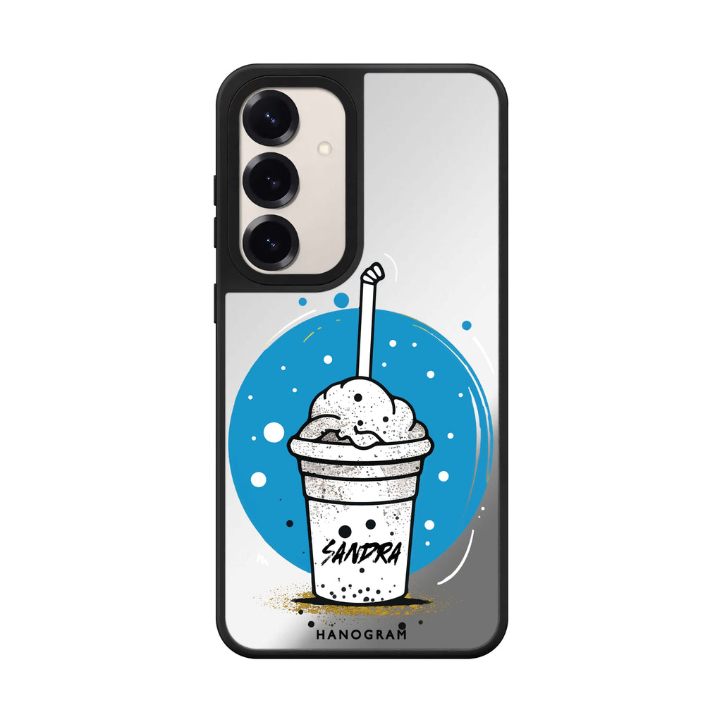 Custom name Frosty Delight Samsung Galaxy mirror case front view