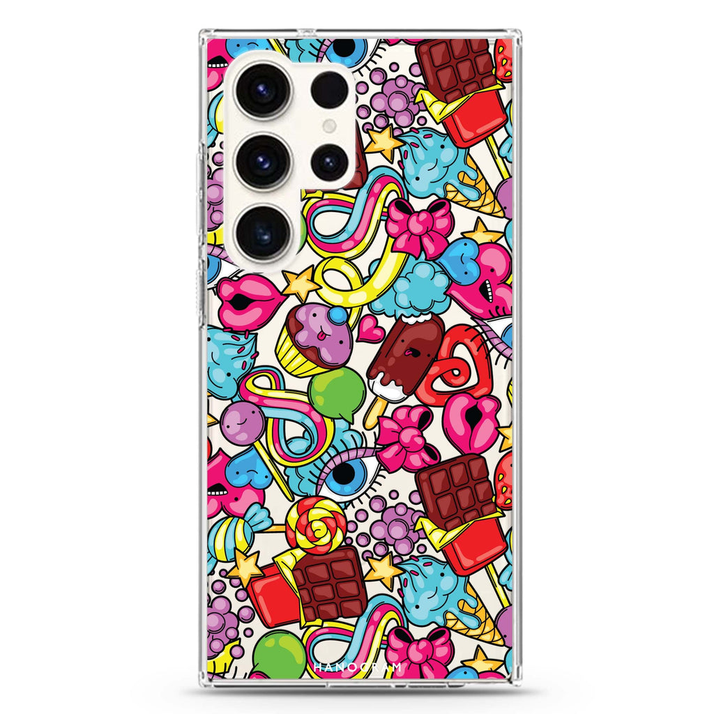 Doodle Delights Samsung Galaxy S26/S25/S24/S23/S22 Ultra ultra clear case, transparent design, main view
