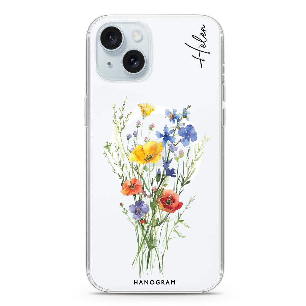 Wildflower Whimsy iPhone 15 Plus MagSafe Compatible Ultra Clear Case