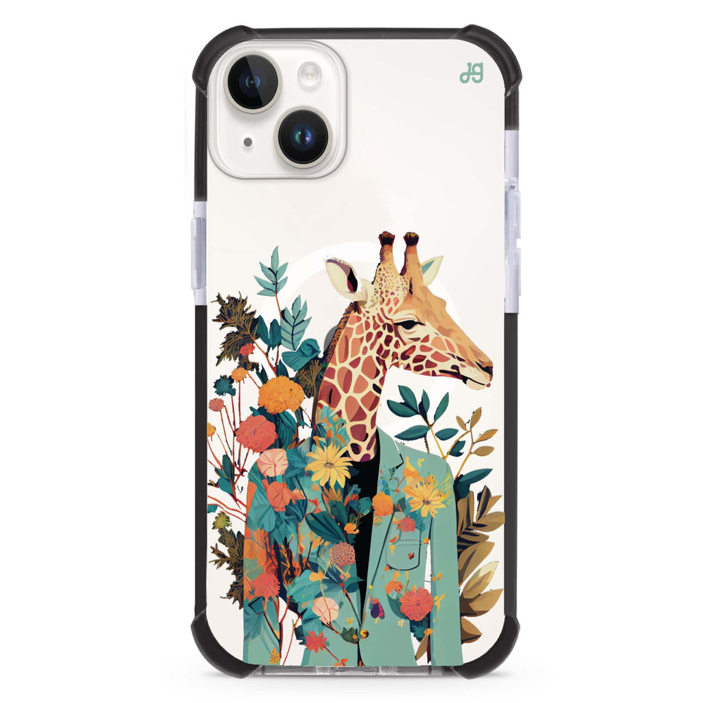 Giraffe & floral iPhone 15 Plus MagSafe Compatible Ultra Shockproof Case