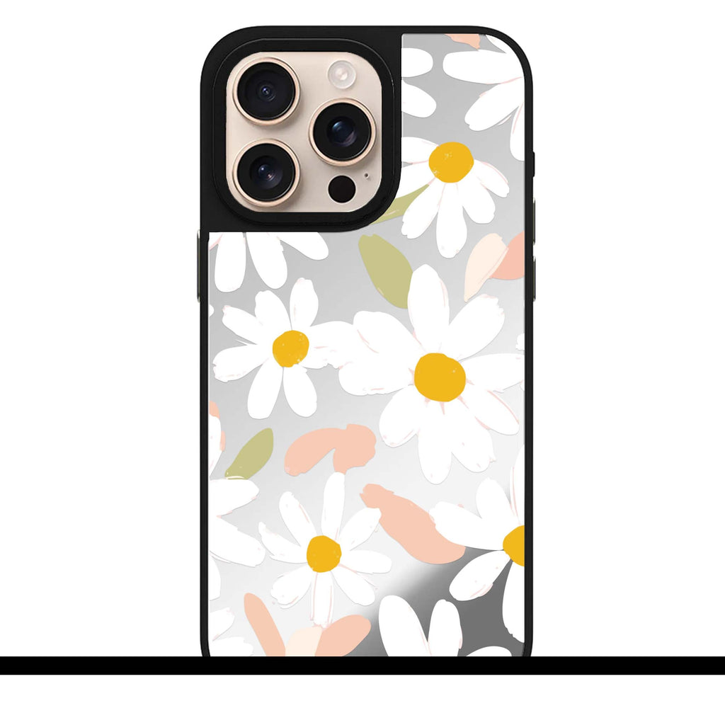 Blush Daisy Field MagSafe compatible mirror case for iPhone 16/15/14 Pro Max and Pro, main view