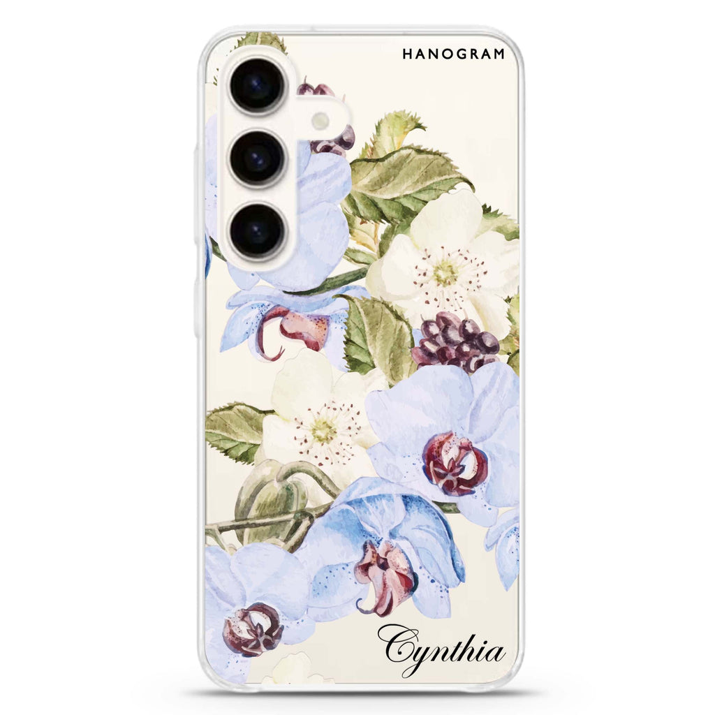 Light Blue Floral Samsung Galaxy Ultra Clear Case