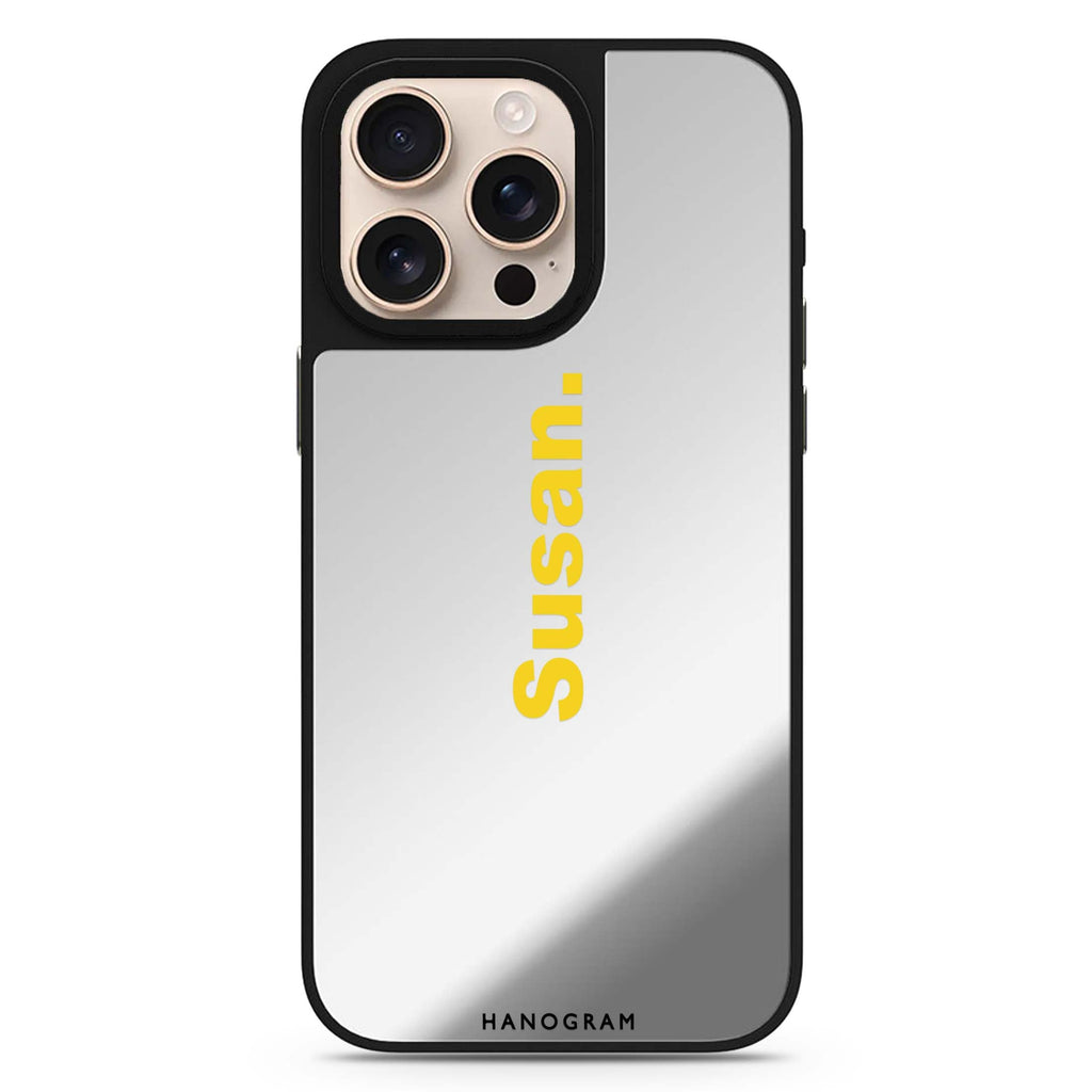 Minimal Charm personalized name MagSafe mirror case for iPhone 16/15/14 Pro Max and Pro, main view