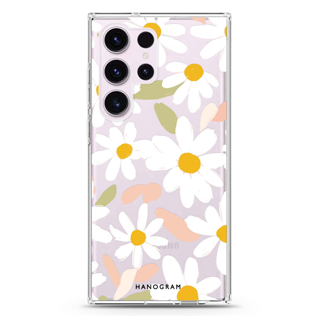 Blush Daisy Field Samsung Galaxy S26/S25/S24/S23/S22 Ultra ultra clear case, transparent design, main view