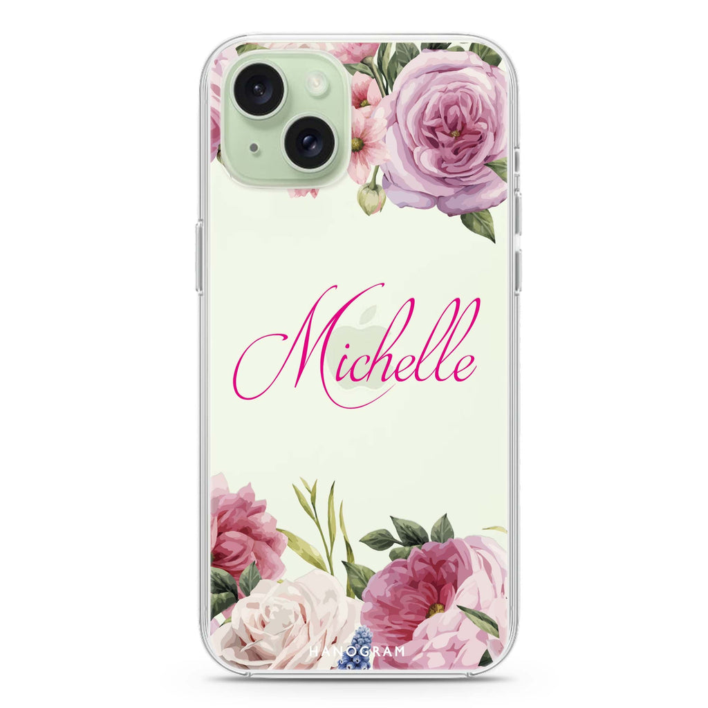 Light Pink Floral iPhone Ultra Clear Case