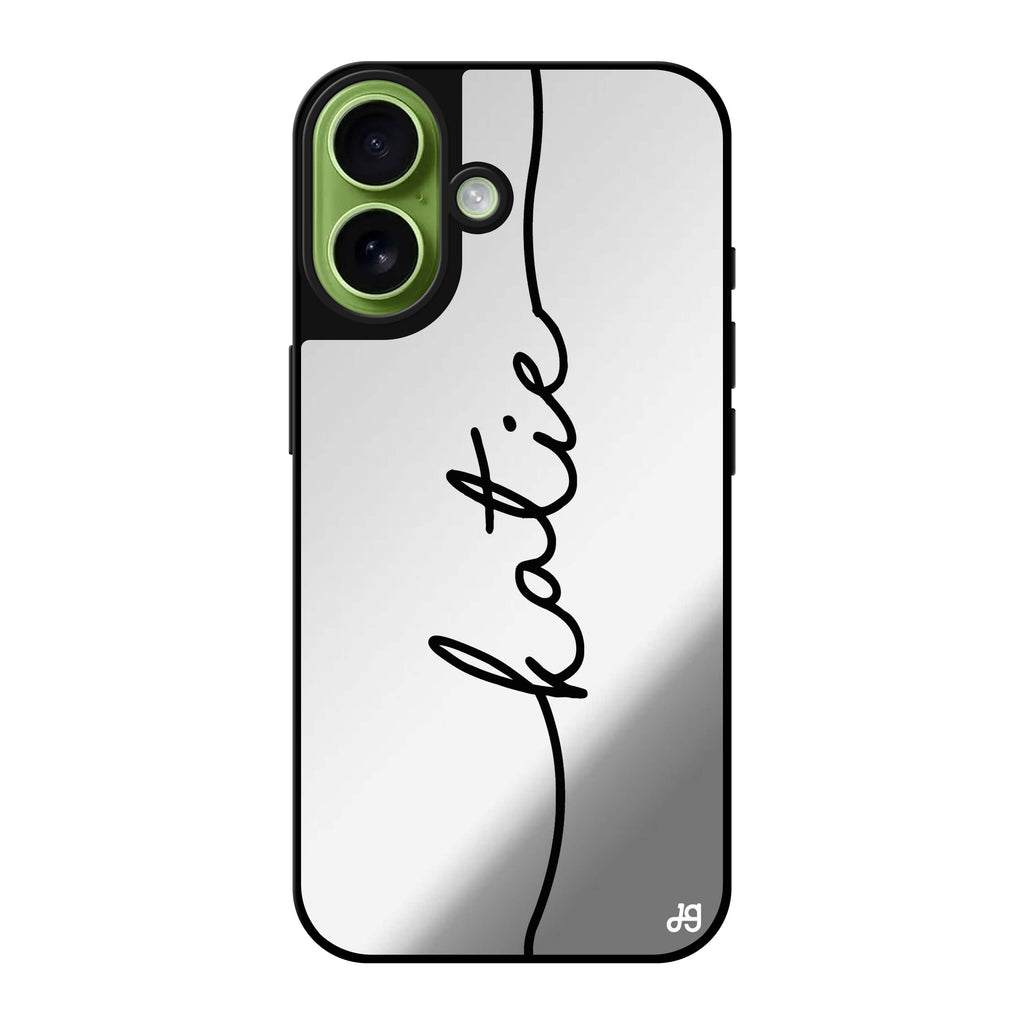 Reflective iPhone 16 Mirror Case –Vertical Handwritten Design