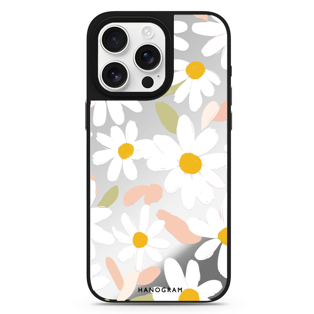 Blush Daisy Field floral design iPhone 16/15/14 Pro Max & Pro mirror case