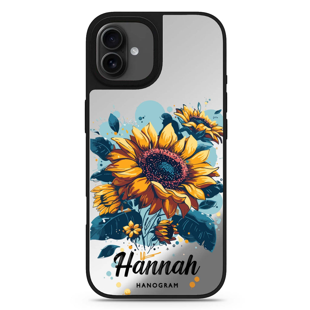 Sun-Kissed Petals personalized name celestial design iPhone 17 mirror case