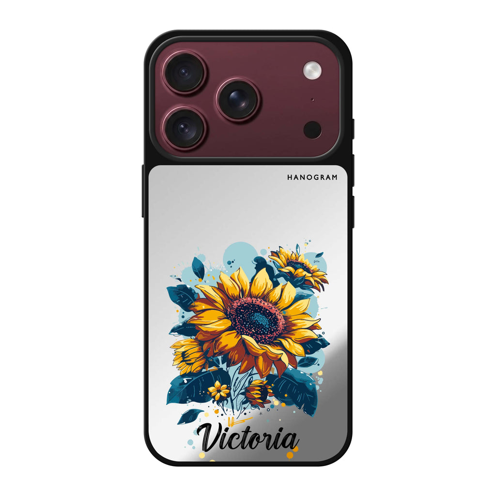 Sun-Kissed Petals personalized name summer flower sun celestial iPhone 18 Pro Max mirror case