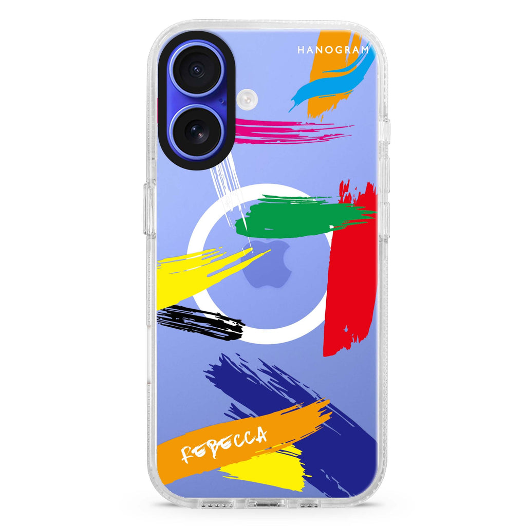 Brush Paint MagSafe Compatible iPhone 16 Ultra Clear Case - Personalized and Stylish Protection