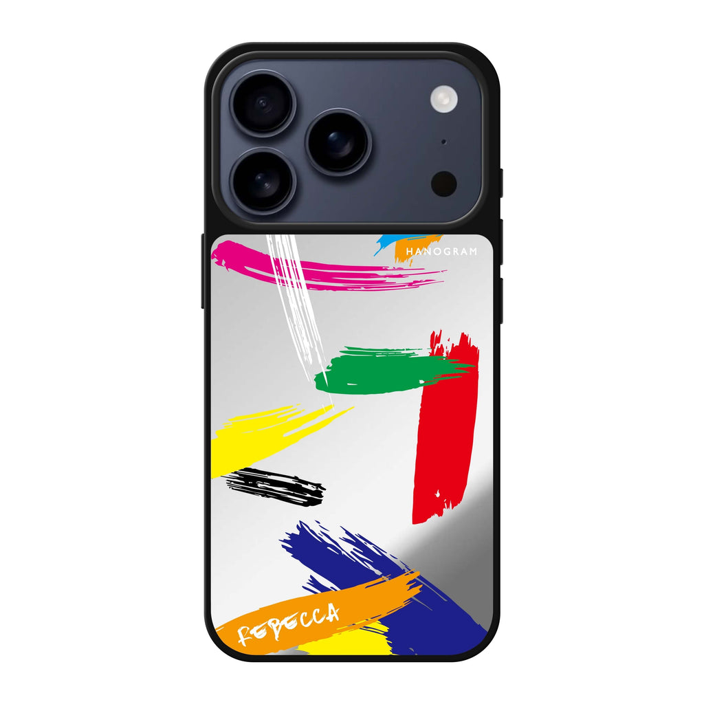 Brush Paint personalized name abstract iPhone 17 Pro Max mirror case