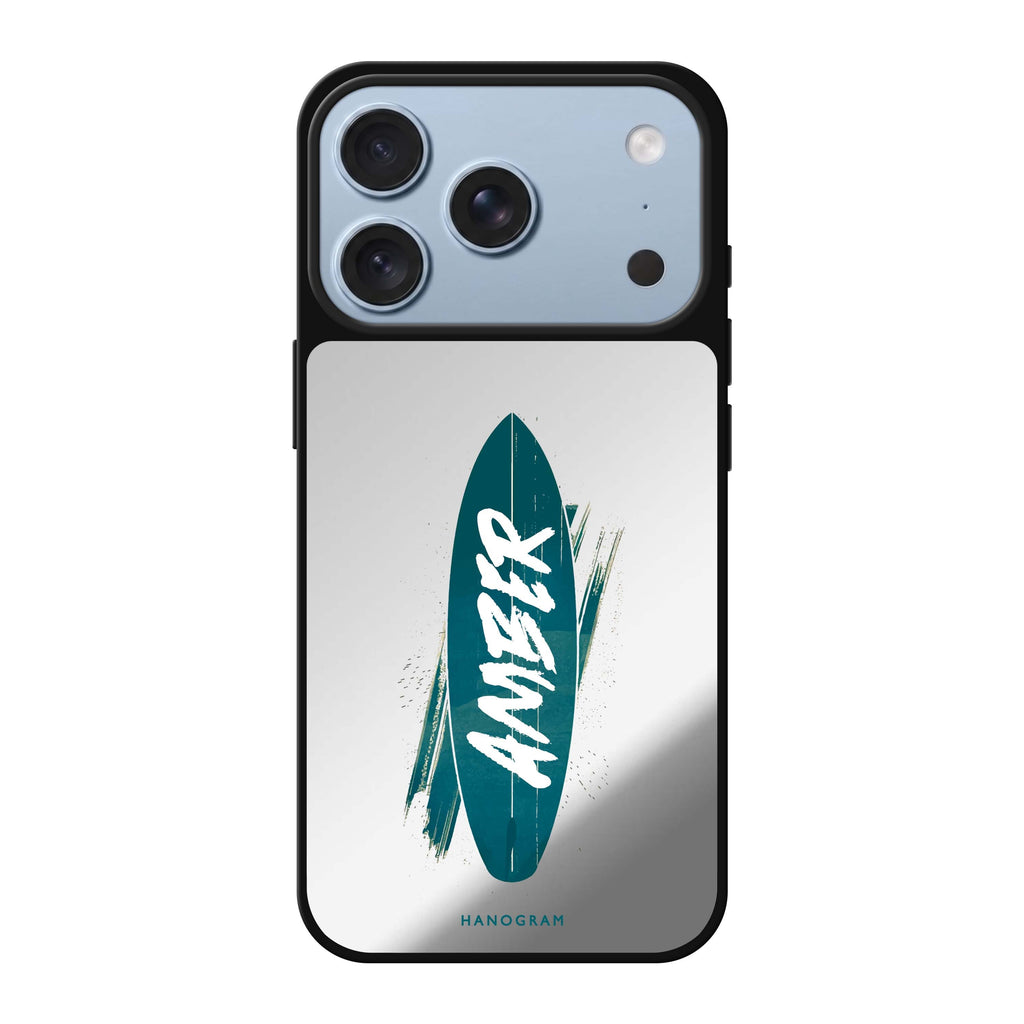 Surf's Up personalized name typography iPhone 18 Pro Max mirror case