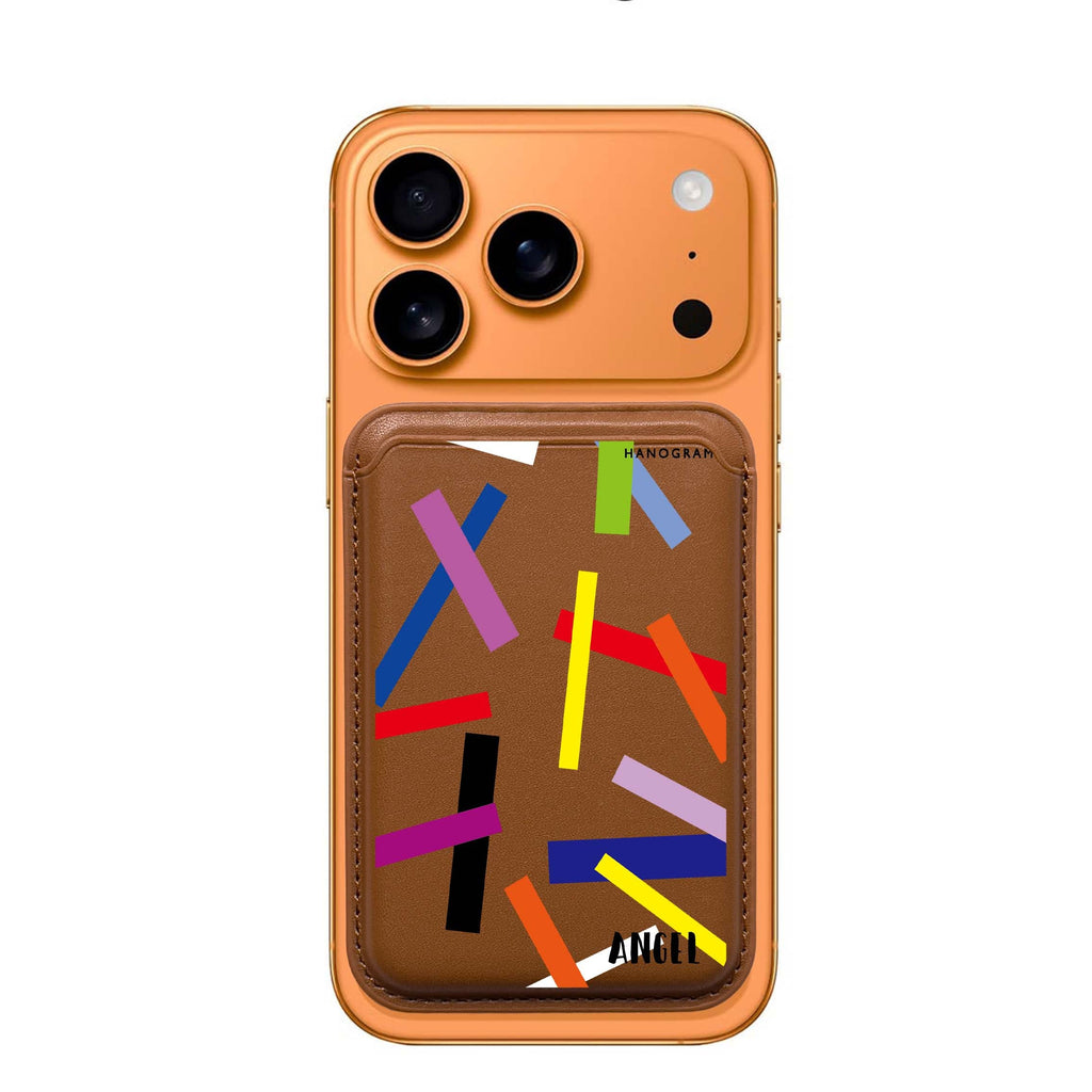 Abstract Art custom name MagSafe wallet for iPhone, personalized magnetic card holder, main view
