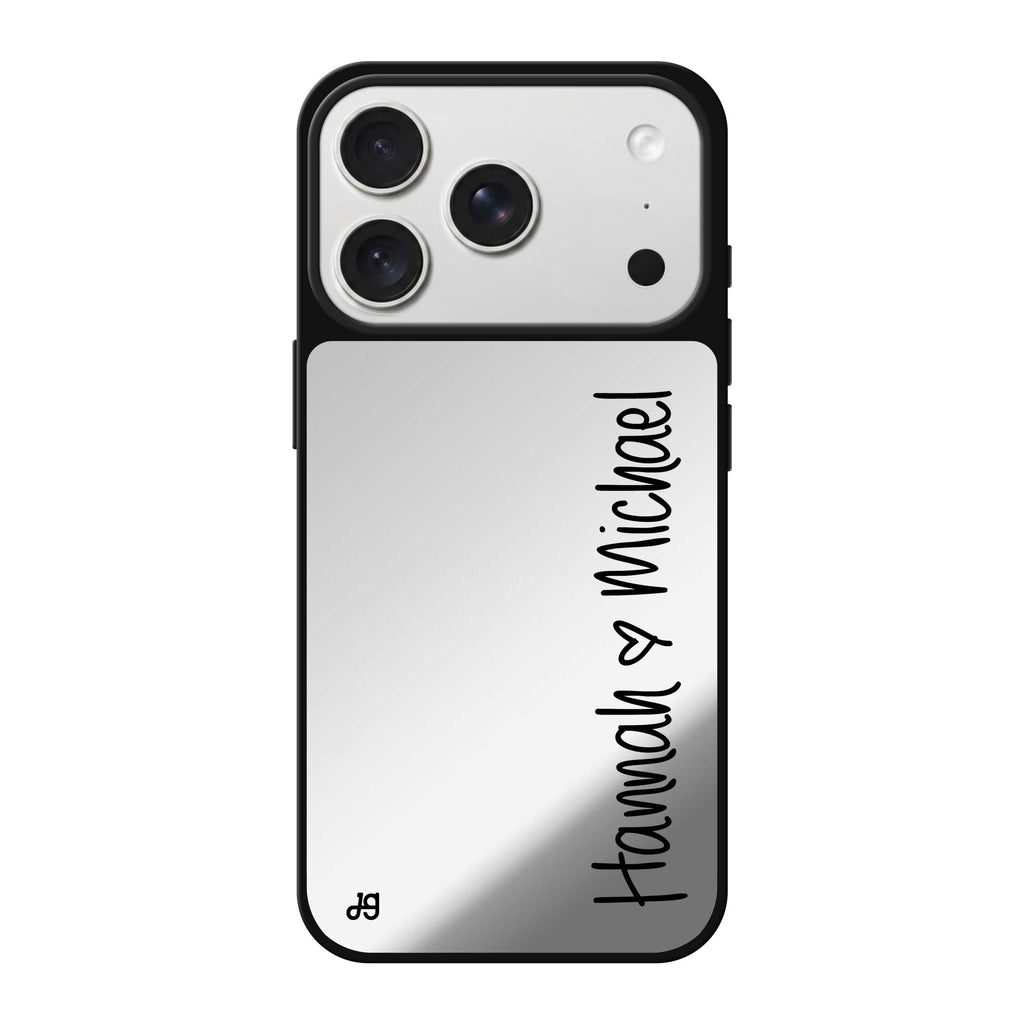 Vertical Names personalized name typography iPhone 18 Pro Max mirror case
