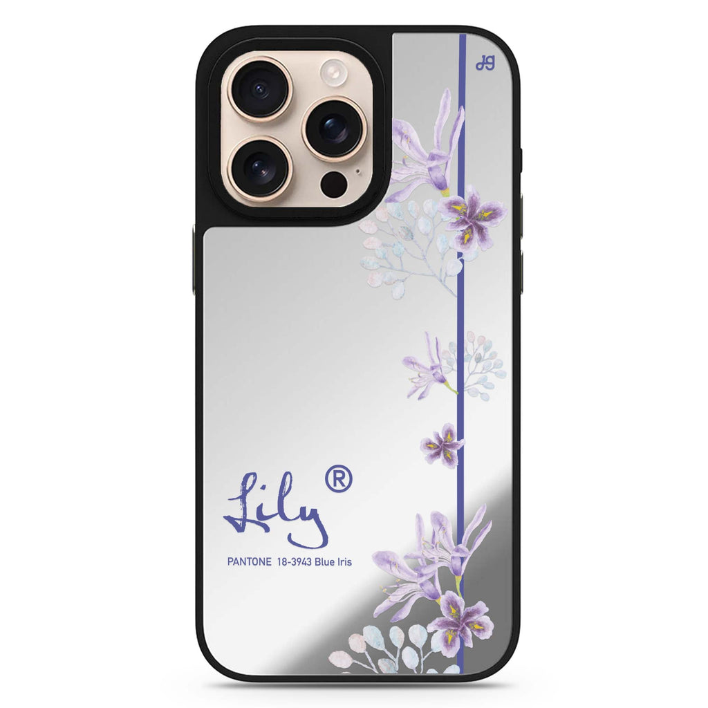 Blue Iris II personalized name color-inspired design iPhone 16/15/14 Pro Max & Pro mirror case