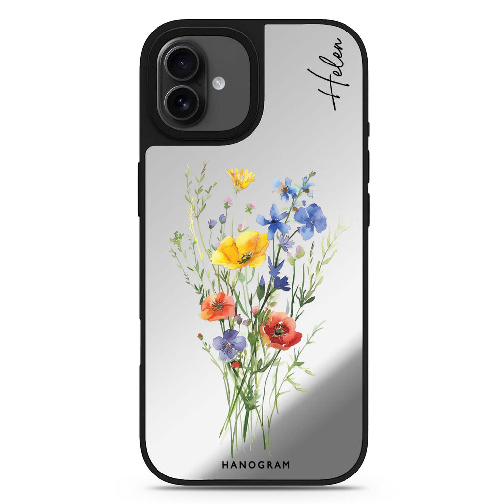 Wildflower Whimsy personalized name iPhone 17 mirror case