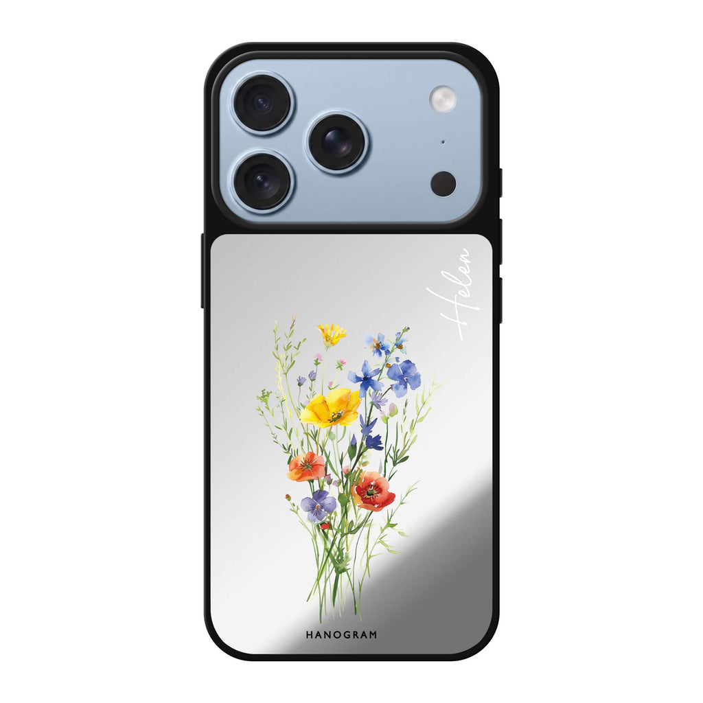 Wildflower Whimsy personalized name whimsical iPhone 18 Pro Max mirror case