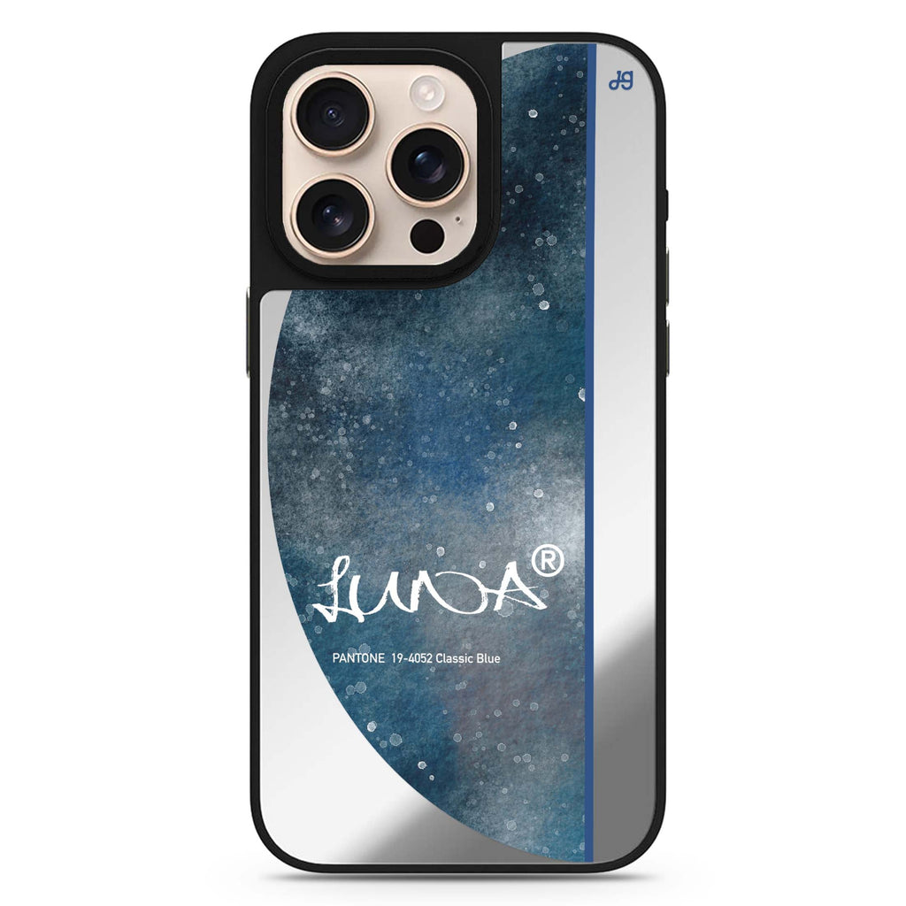 Classic Blue II personalized name retro design iPhone 16/15/14 Pro Max & Pro mirror case