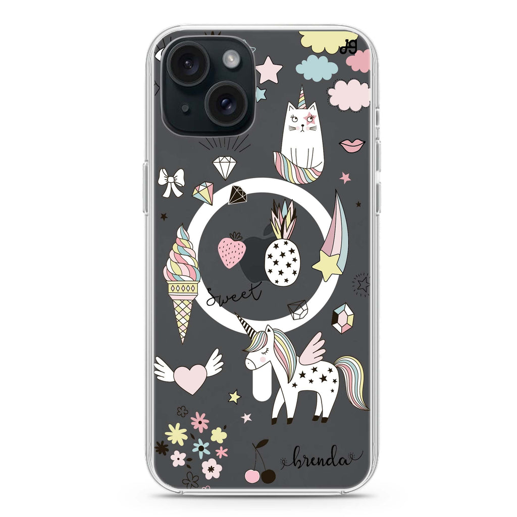 My lovely Cartoon iPhone 15 Plus MagSafe Compatible Ultra Clear Case