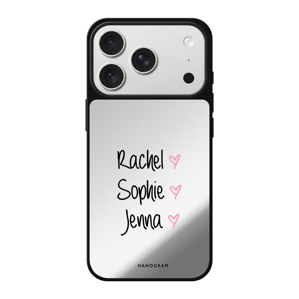 Three Of Us personalized name iPhone 18 Pro Max mirror case