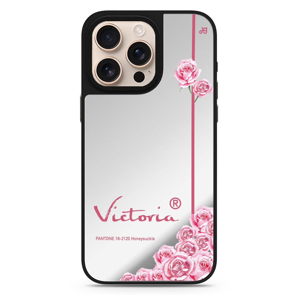 Honeysuckle II personalized name floral design iPhone 16/15/14 Pro Max & Pro mirror case