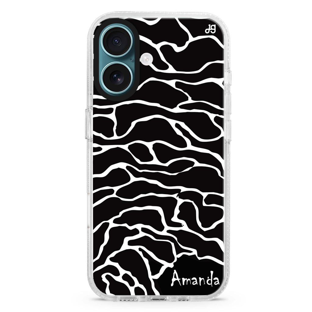 Contour Mapping custom name iPhone 16 and 16 Plus ultra clear case, transparent travel artwork, front product view