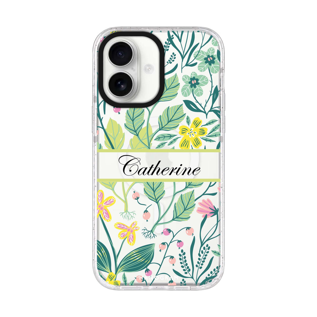 Fleur Fusion personalized name iPhone 17 ultra clear MagSafe case, front product view
