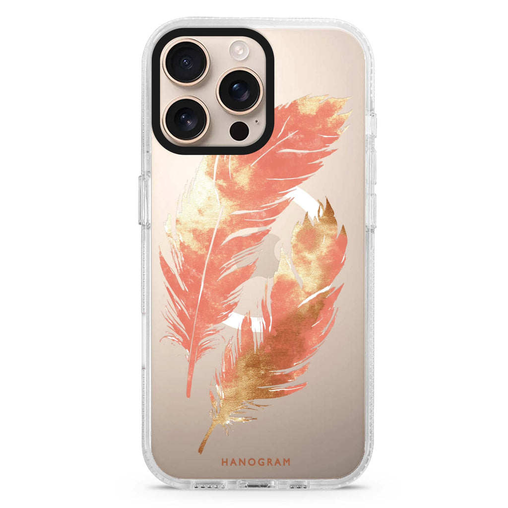 Golden Feathers Magsafe Compatible Ultra Clear Case