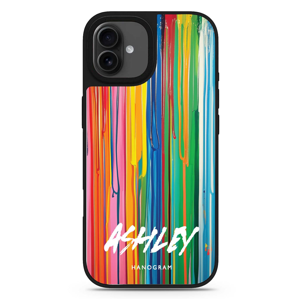 Vivid Stripes personalized name iPhone 17 mirror case
