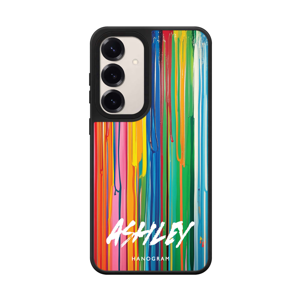 Custom name Vivid Stripes Samsung Galaxy mirror case front view