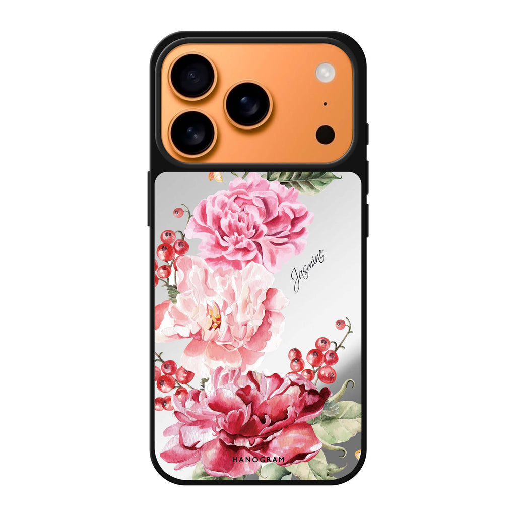 Pretty Watercolor Flowers #2 personalized name flower floral watercolor iPhone 17 Pro Max mirror case
