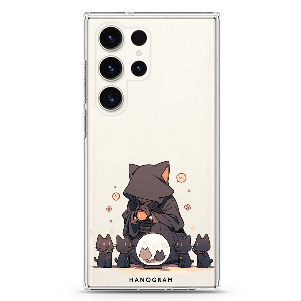 Seer Cat Charm Samsung Galaxy S26/S25/S24/S23/S22 Ultra ultra clear case, transparent design, main view