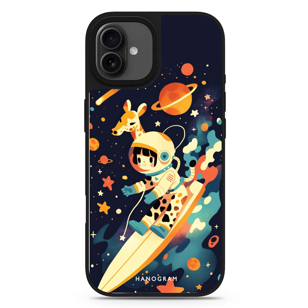 Space Giraffe animal design iPhone 17 mirror case