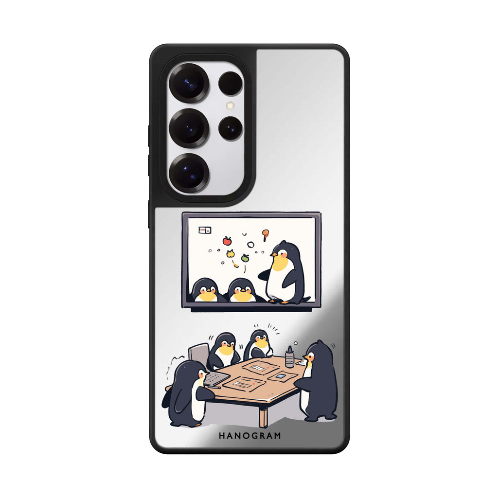 Penguin Presentation Samsung Galaxy S25 S24 S23 Ultra mirror case, front view