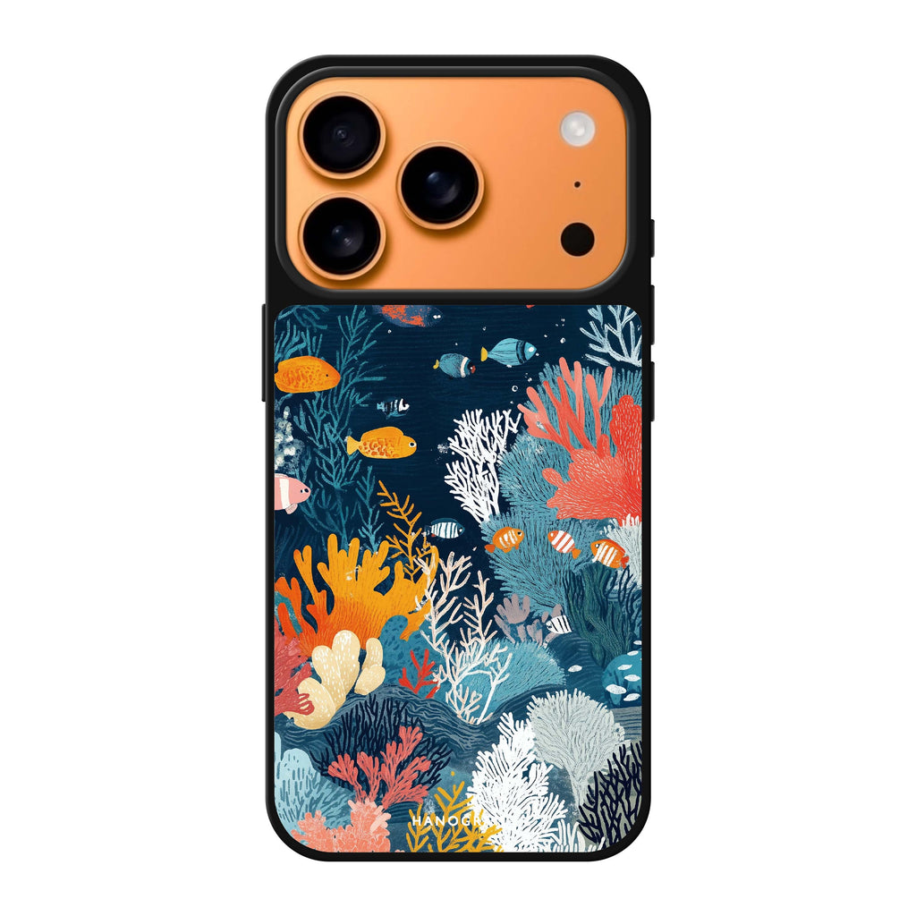 Coral Carvings orange iPhone 17 Pro Max mirror case