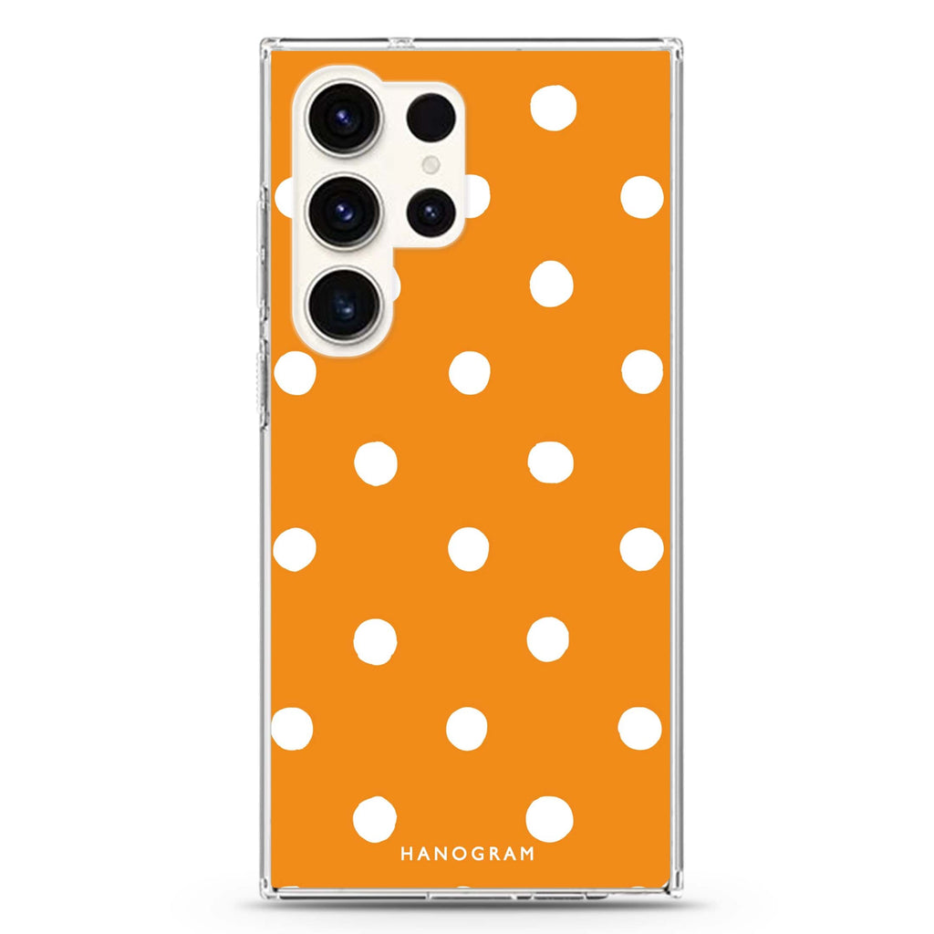 Orange Dots Samsung Galaxy S26/S25/S24/S23/S22 Ultra ultra clear case, transparent design, main view