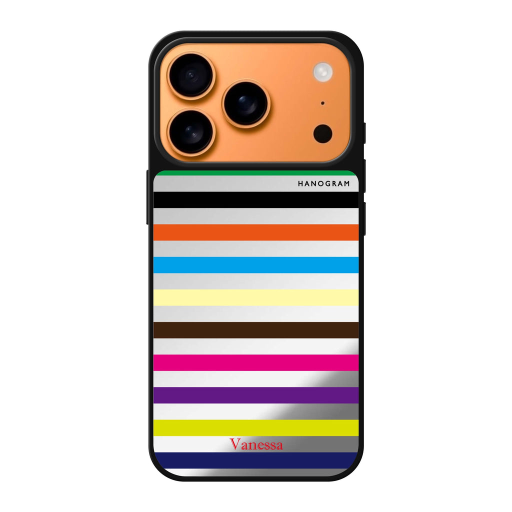 colorful stripe personalized name multicolor pattern iPhone 17 Pro Max mirror case
