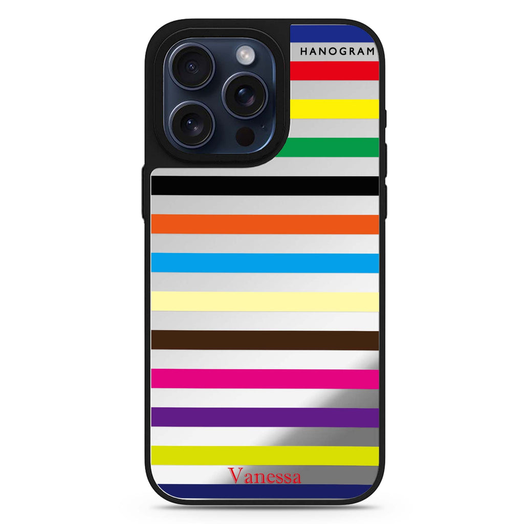 Colorful Stripe personalized name MagSafe mirror case for iPhone 16/15/14 Pro Max and Pro, main view