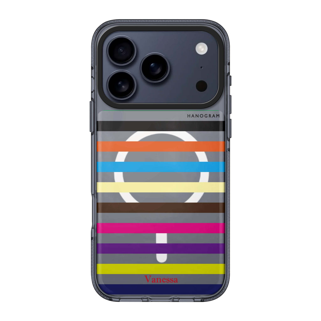 colorful stripe personalized name multicolor pattern bright iPhone 17 Pro Max ultra clear case