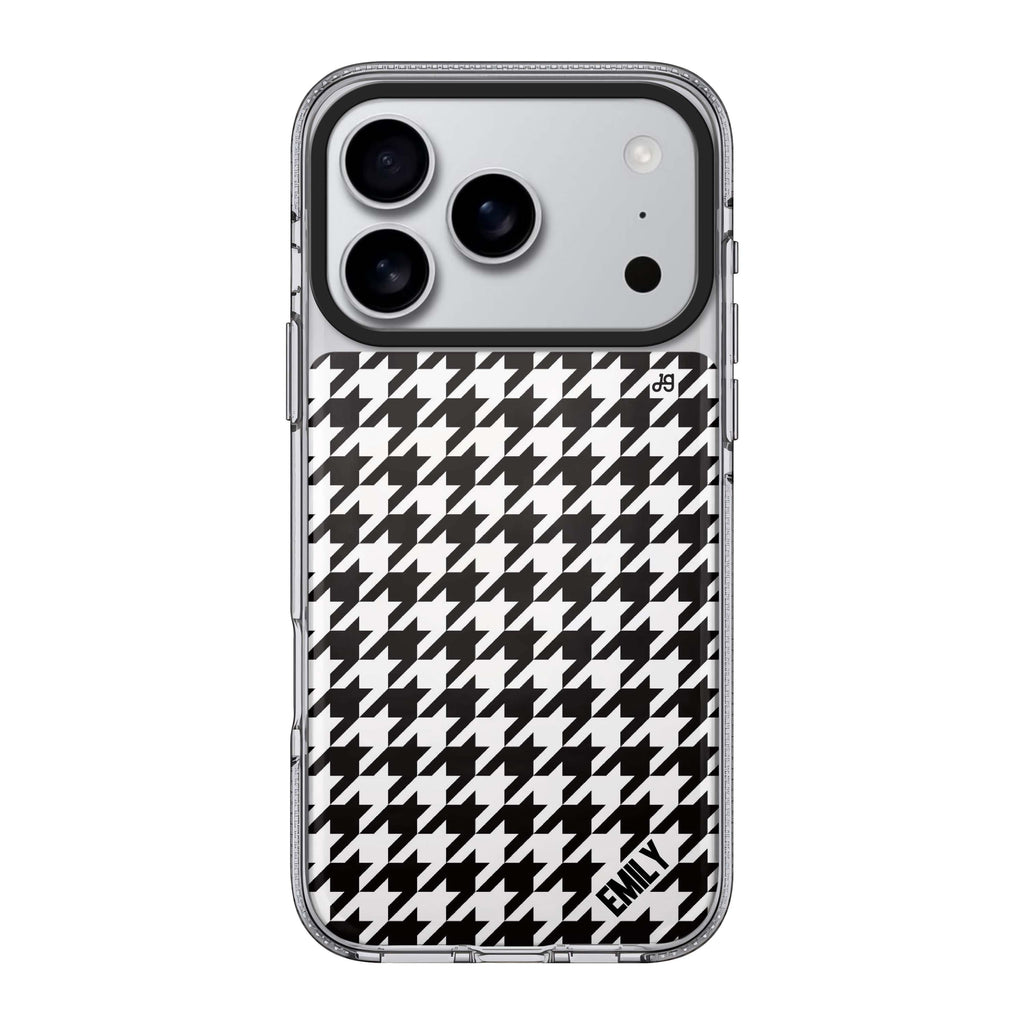 Houndstooth personalized name pattern iPhone 17 Pro Max ultra clear case